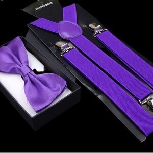 Purple Bow Tie and Suspenders Set
